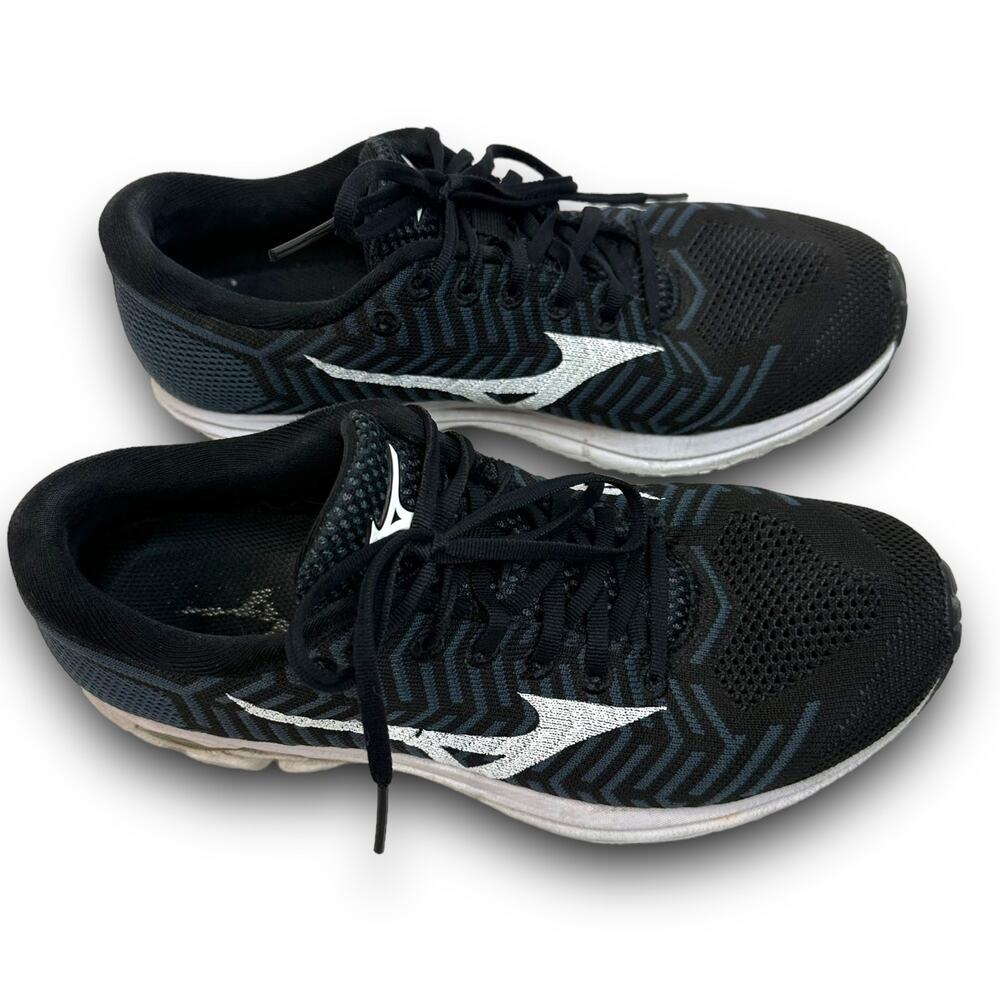 Mizuno Womens Waveknit R2 Gym Athletic Sneakers Shoes Black Dark Blue Size 9.5